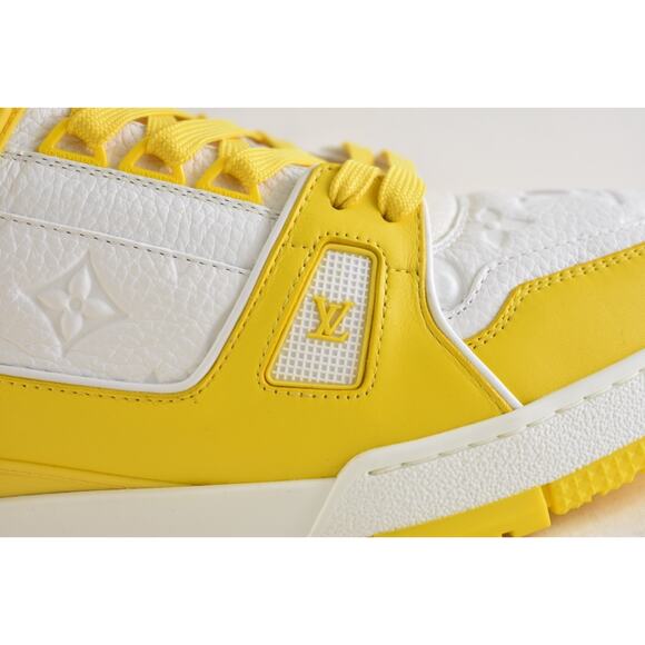 Louis Vuitton Yellow White Empreinte Leather Low Trainer Sneaker UK 9 US 10 11 - Picture 5 of 13